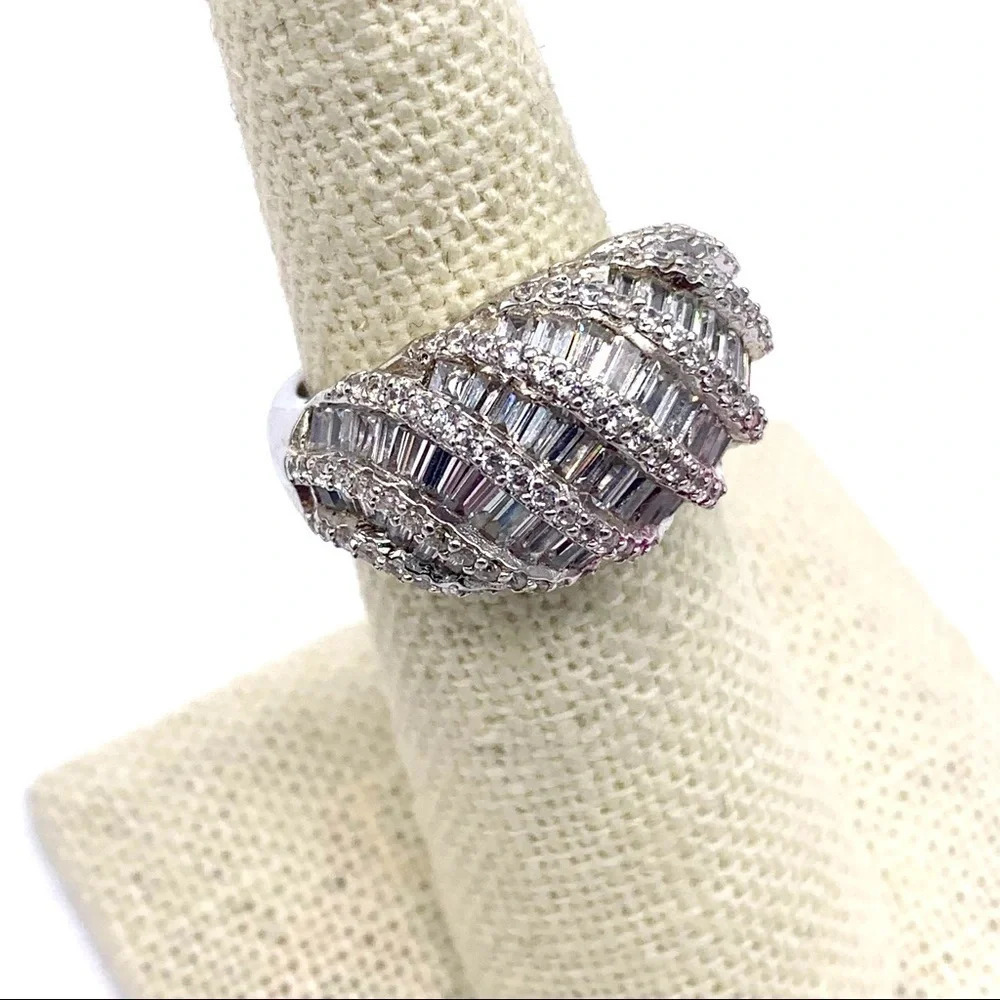 Jacmel Mauritius JCM Sterling Silver CZ Dome Ring 5.75